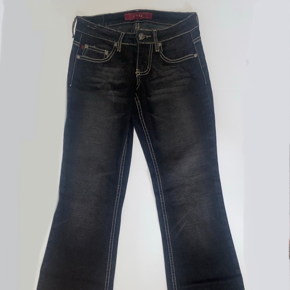 y2k black low rise flare jeans